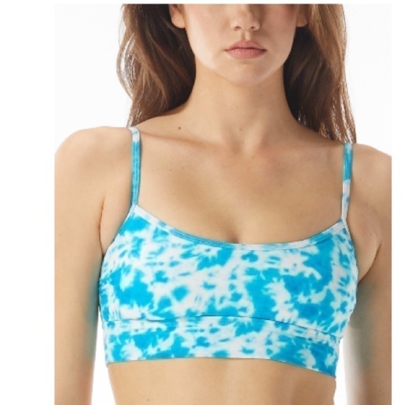 SUNDAZED Gianna Tie-Dyed Mid-Line Bikini Top, swimsuit swimwear size M New teal - Picture 1 of 9